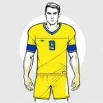 bright yellow short-sleeved football jersey with blue trim image